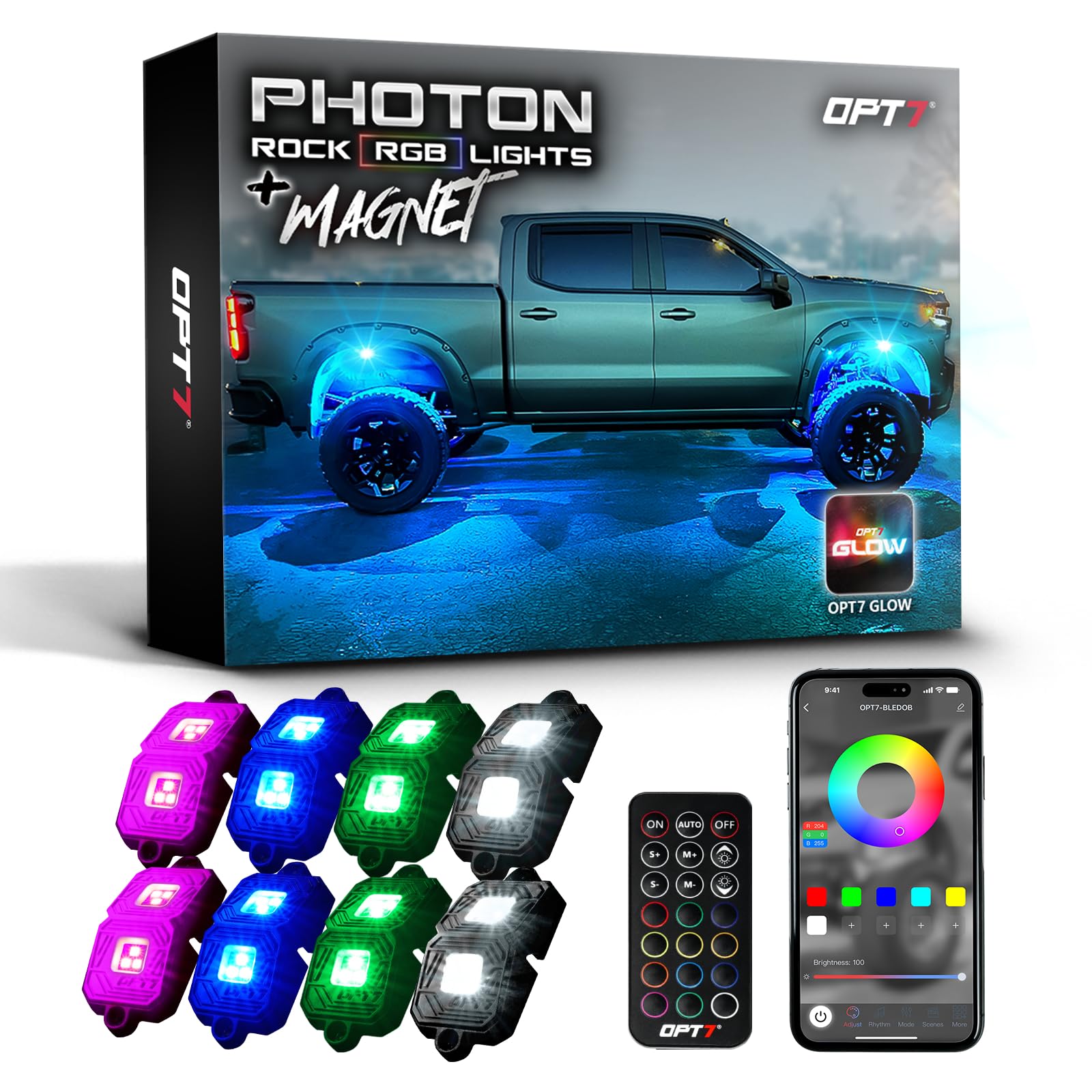 Amazon.com: OPT7 Photon RGB LED Magnetic Rock Lights w/Bluetooth